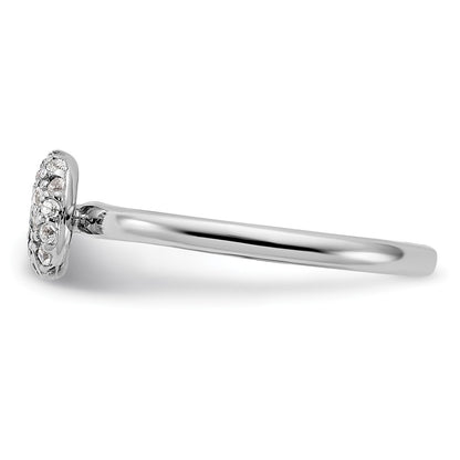 Sterling Silver Stackable Expressions Rhodium White Topaz Onyx Ring
