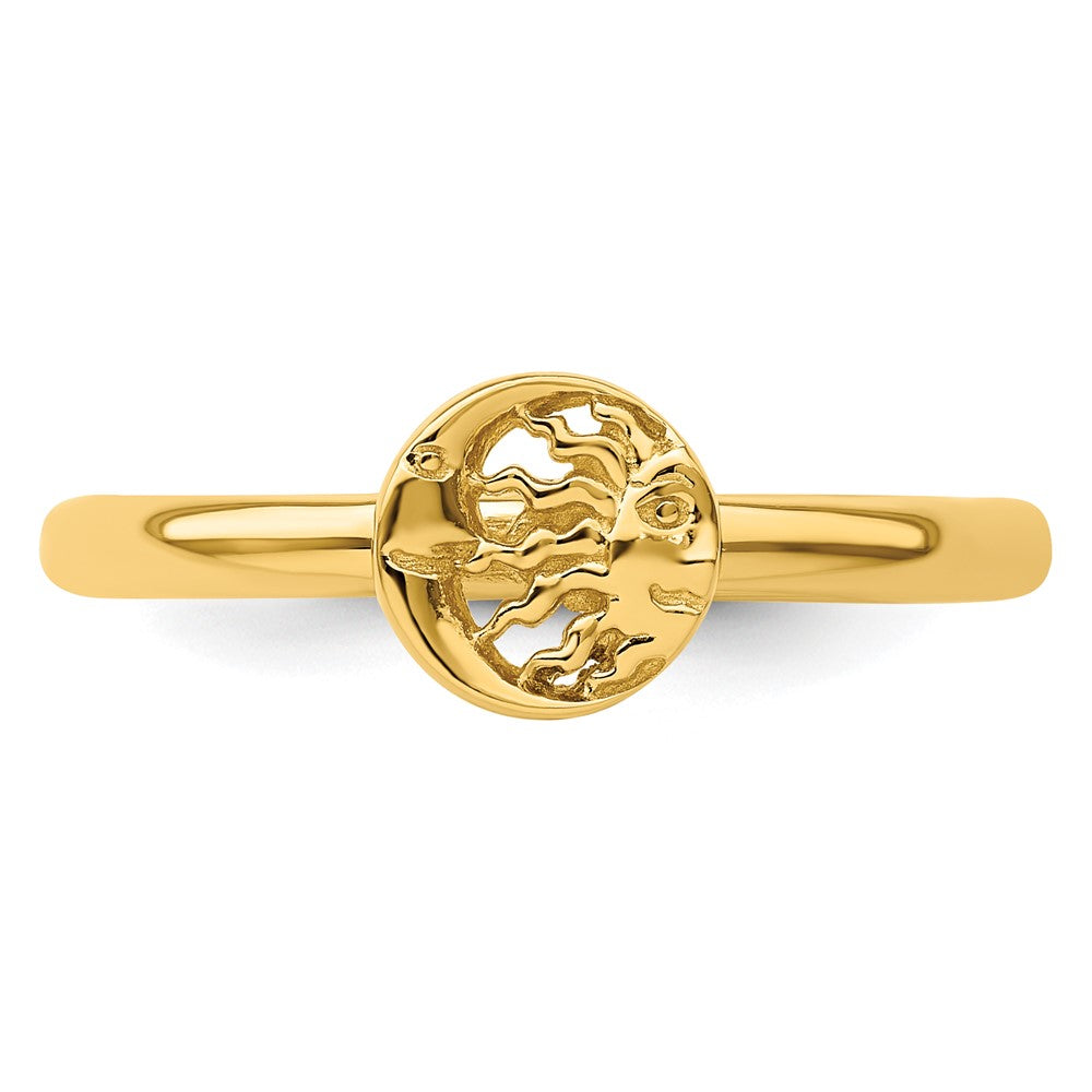 Sterling Silver Stackable Expressions Yellow-plated Sun/Moon Ring