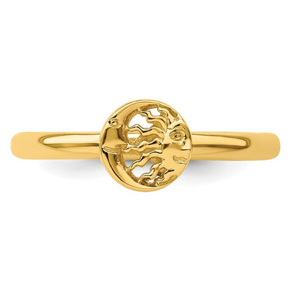 Sterling Silver Stackable Expressions Yellow-plated Sun/Moon Ring