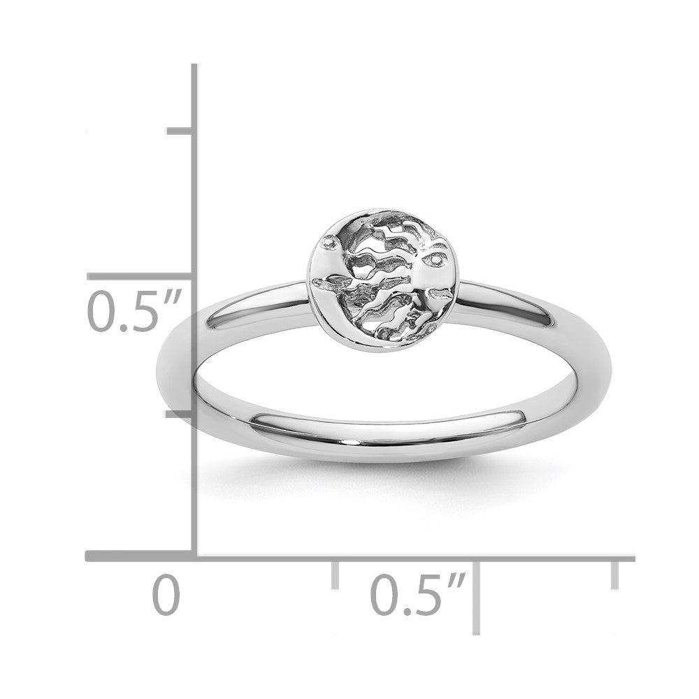 Sterling Silver Stackable Expressions Rhodium Sun/Moon Ring