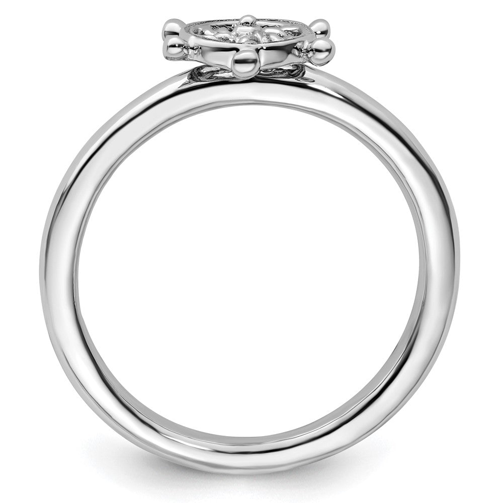 Sterling Silver Stackable Expressions Rhodium Ship's Wheel Ring