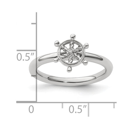 Sterling Silver Stackable Expressions Rhodium Ship's Wheel Ring