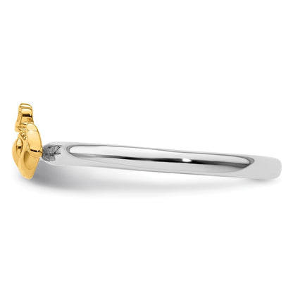 Sterling Silver Stackable Expressions Yellow-plated Claddagh Ring