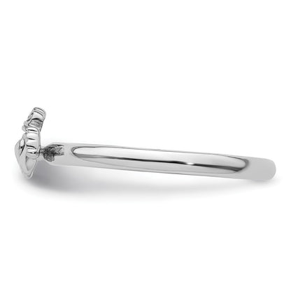 Sterling Silver Stackable Expressions Rhodium Claddagh Ring