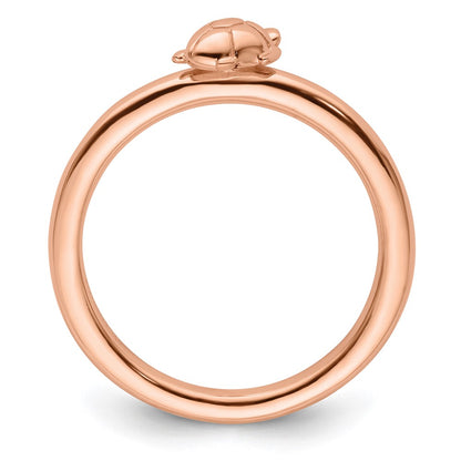 Sterling Silver Stackable Expressions Pink-plated Turtle Ring