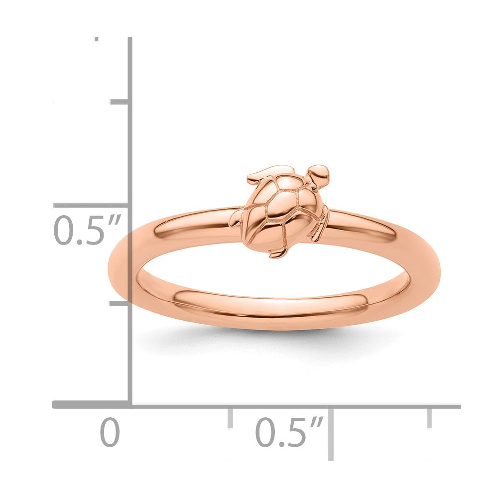 Sterling Silver Stackable Expressions Pink-plated Turtle Ring