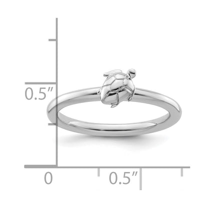 Sterling Silver Stackable Expressions Rhodium Turtle Ring