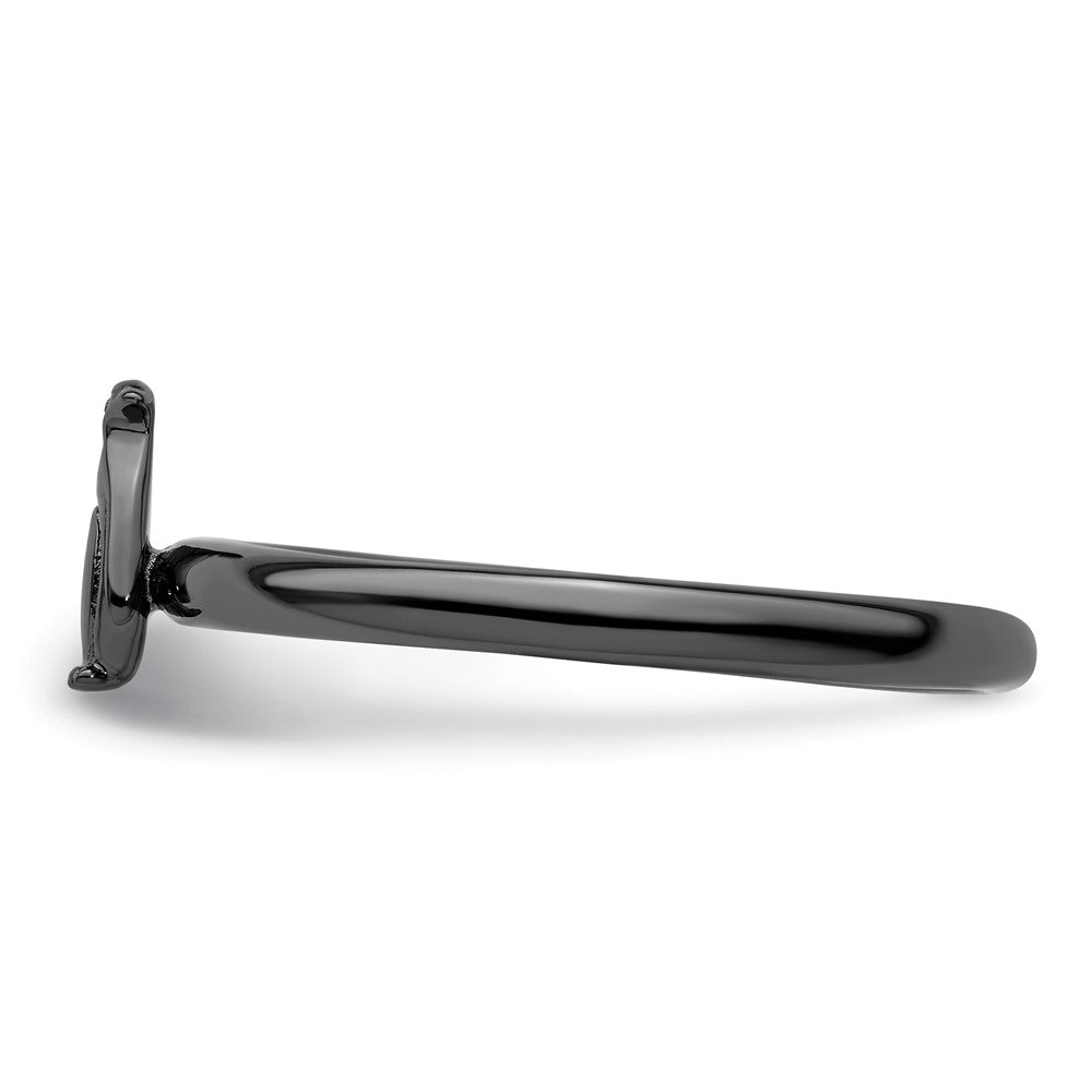 Sterling Silver Stackable Expressions Black-plated Penguin Ring