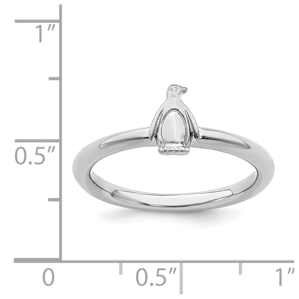 Sterling Silver Stackable Expressions Rhodium Penguin Ring