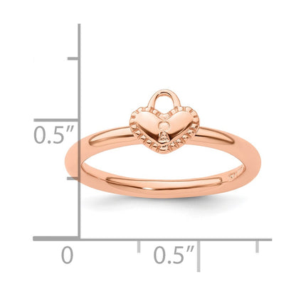 Sterling Silver Stackable Expressions Pink-plated Heart Padlock Ring