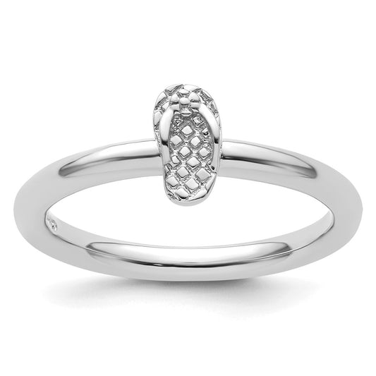 Sterling Silver Stackable Expressions Rhodium Flip Flop Ring