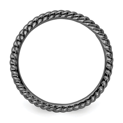 Sterling Silver Stackable Expressions Black-plated Twisted Ring