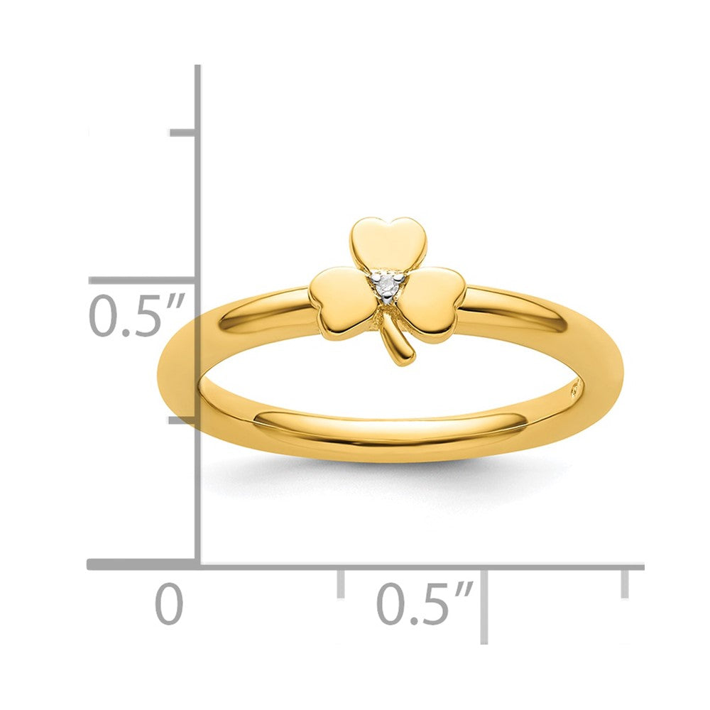 Sterling Silver Stackable Expressions Yellow-plated Dia. Clover Ring