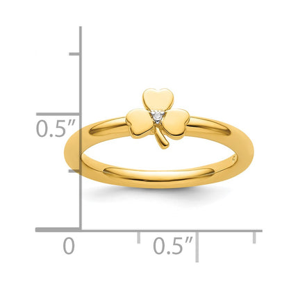 Sterling Silver Stackable Expressions Yellow-plated Dia. Clover Ring