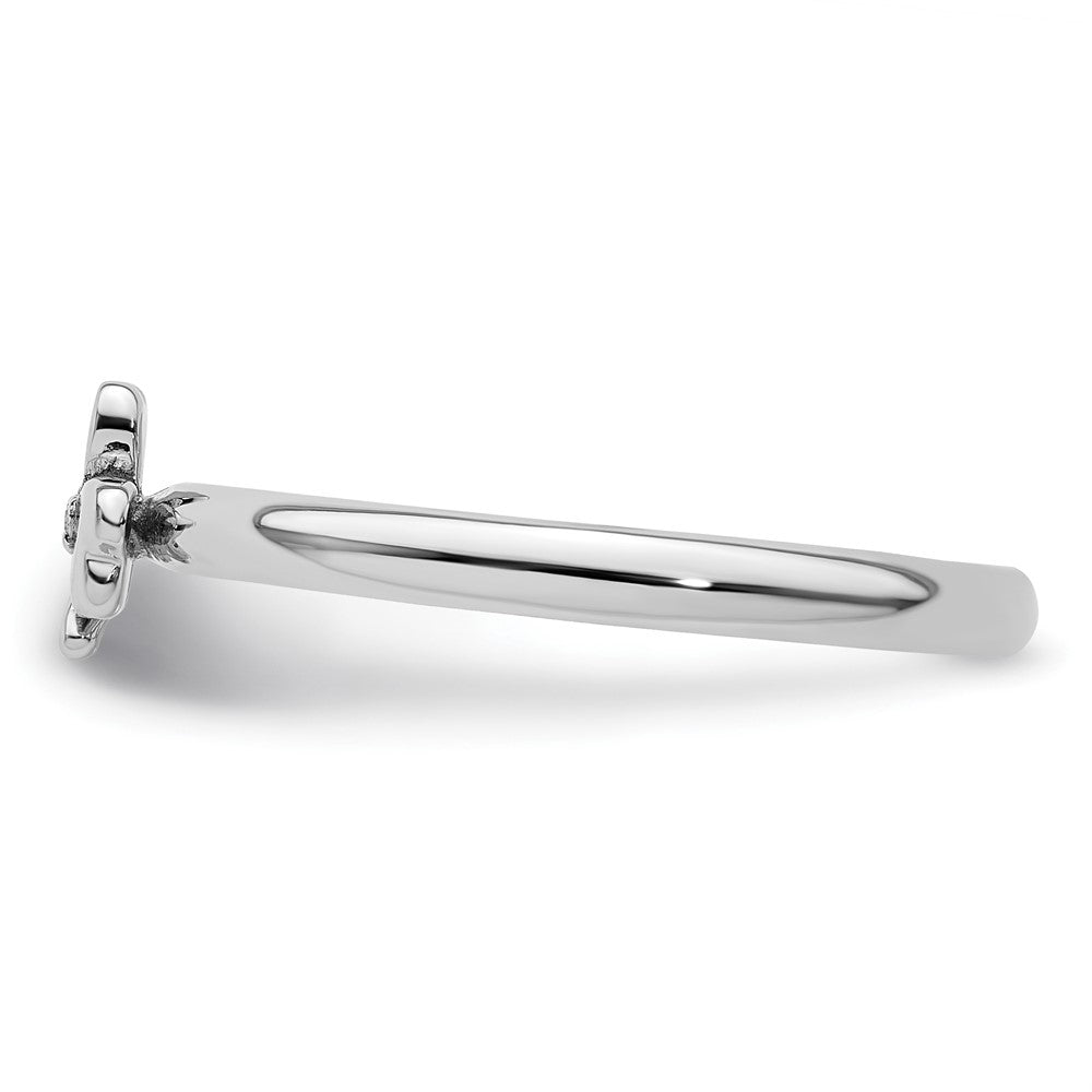 Sterling Silver Stackable Expressions Rhodium Diamond Clover Ring