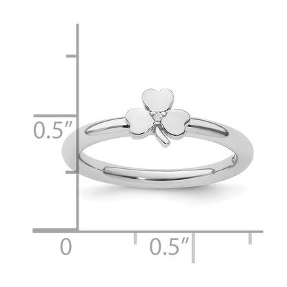 Sterling Silver Stackable Expressions Rhodium Diamond Clover Ring