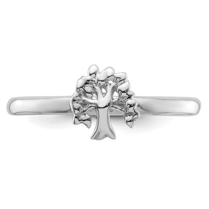 Sterling Silver Stackable Expressions Rhodium Tree Ring