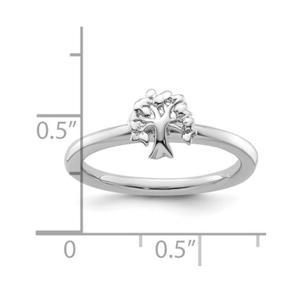 Sterling Silver Stackable Expressions Rhodium Tree Ring