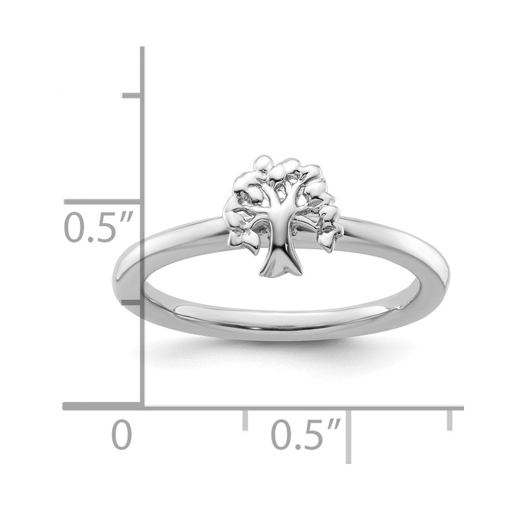 Sterling Silver Stackable Expressions Rhodium Tree Ring
