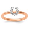 Sterling Silver Stackable Expressions Pink-plated Dia. Horseshoe Ring