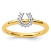 Sterling Silver Stackable Expressions Yellow-plated Dia. Horseshoe Ring