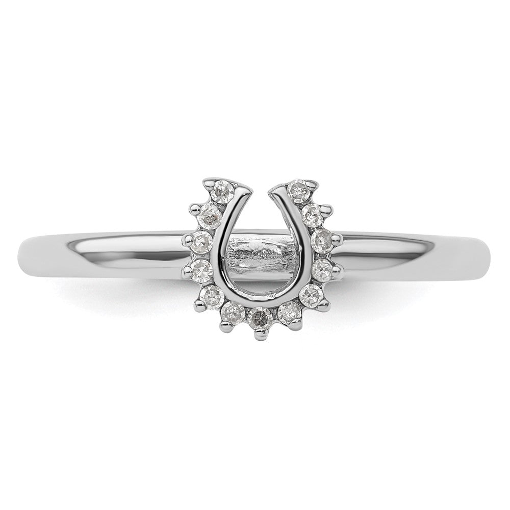 Sterling Silver Stackable Expressions Rhodium Dia. Horseshoe Ring