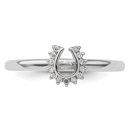 Sterling Silver Stackable Expressions Rhodium Dia. Horseshoe Ring