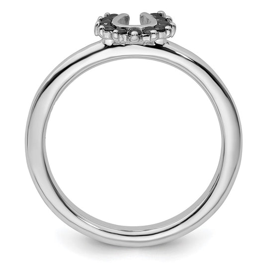 Sterling Silver Stackable Expressions Rhodium Black Dia. Horseshoe Ring