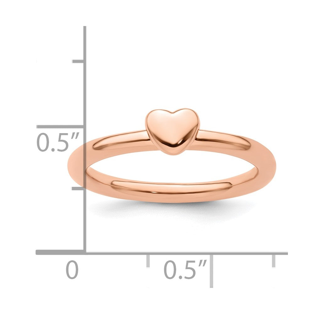 Sterling Silver Stackable Expressions Pink-plated Puffed Heart Ring