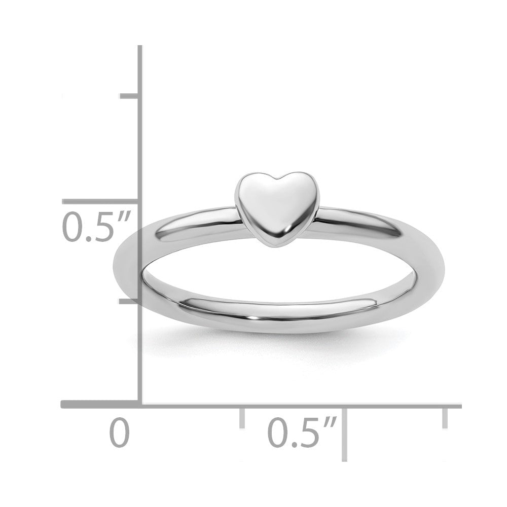 Sterling Silver Stackable Expressions Rhodium Puffed Heart Ring
