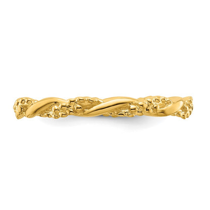 Sterling Silver Stackable Expressions Yellow-plated Twist Ring