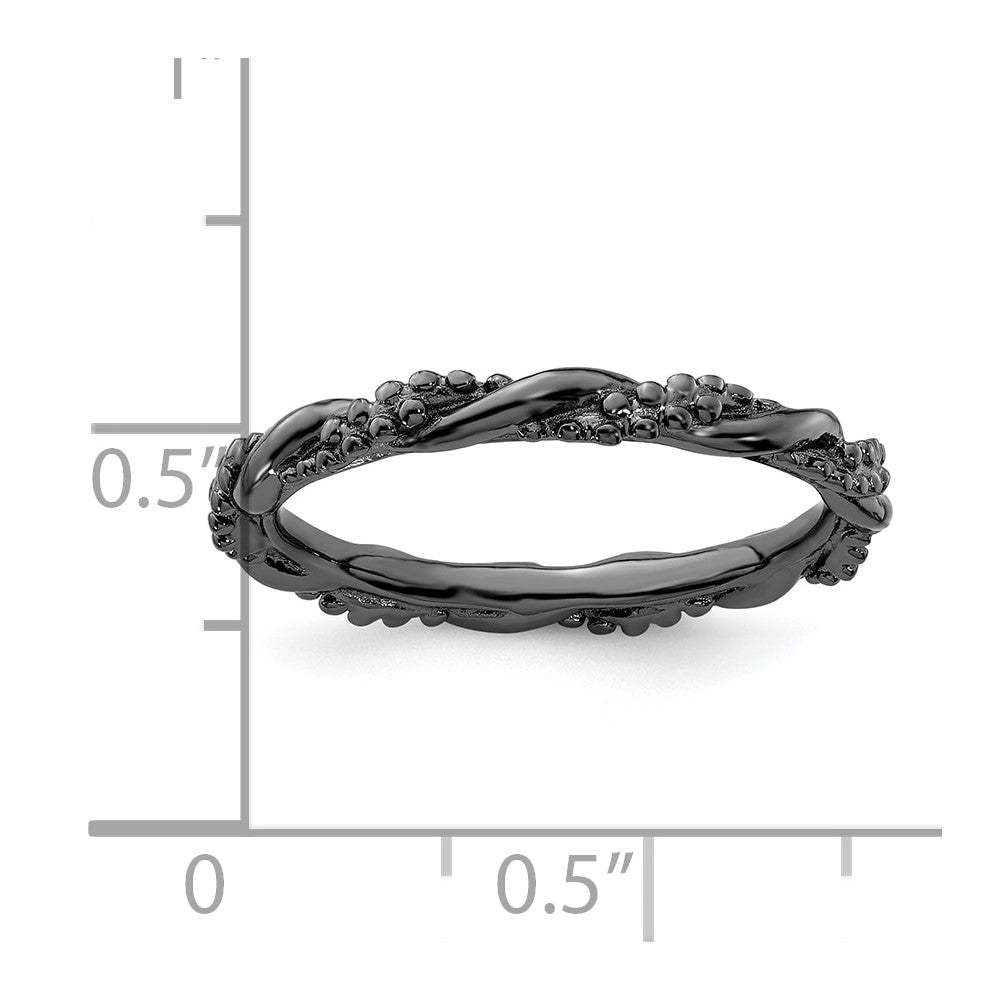 Sterling Silver Stackable Expressions Black-plated Twist Ring