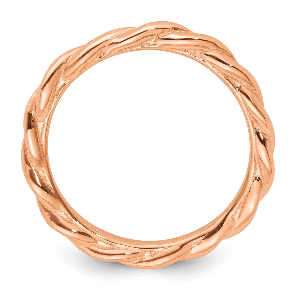 Sterling Silver Stackable Expressions Pink-plated Twist Ring