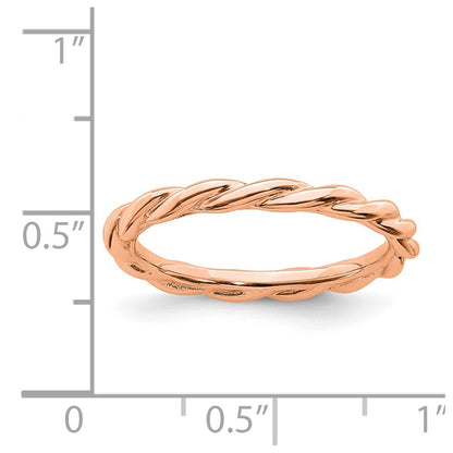 Sterling Silver Stackable Expressions Pink-plated Twist Ring