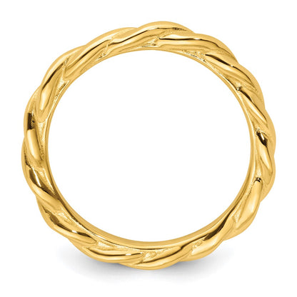 Sterling Silver Stackable Expressions Yellow-plated Twist Ring