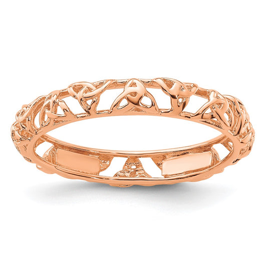 Sterling Silver Stackable Expressions Pink-plated Celtic Knot Ring