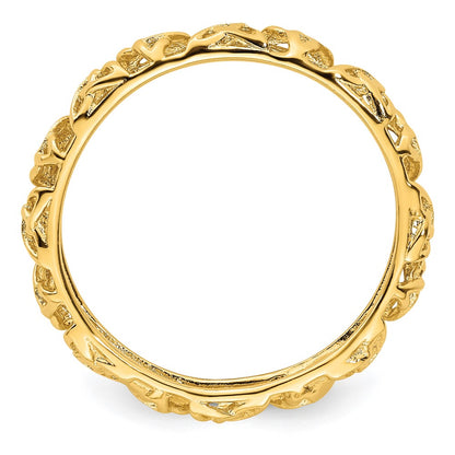Sterling Silver Stackable Expressions Yellow-plated Celtic Knot Ring