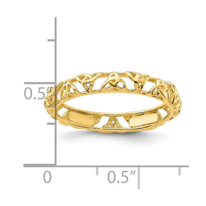 Sterling Silver Stackable Expressions Yellow-plated Celtic Knot Ring
