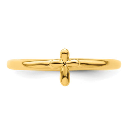 Sterling Silver Stackable Expressions Gold-plated Cross Ring