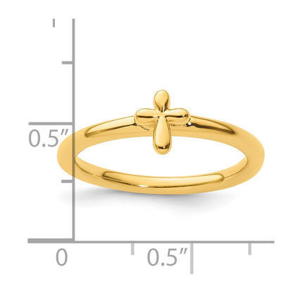 Sterling Silver Stackable Expressions Gold-plated Cross Ring