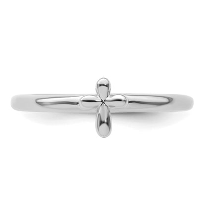 Sterling Silver Stackable Expressions Rhodium-Plated Cross Ring