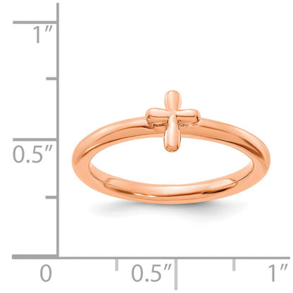 Sterling Silver Stackable Expressions Rose Gold-plated Cross Ring