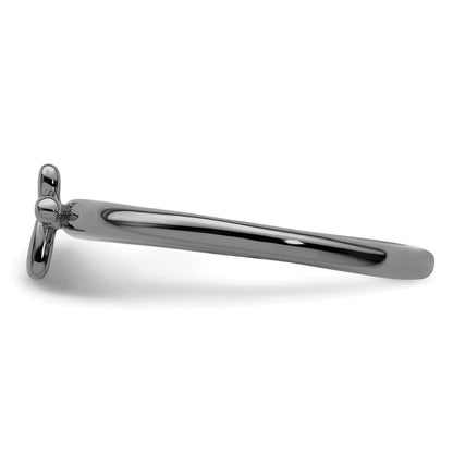 Sterling Silver Stackable Expressions Ruthenium-plated Cross Ring