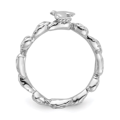 Sterling Silver Stackable Expressions Rhodium-plated Polished Dove Ring