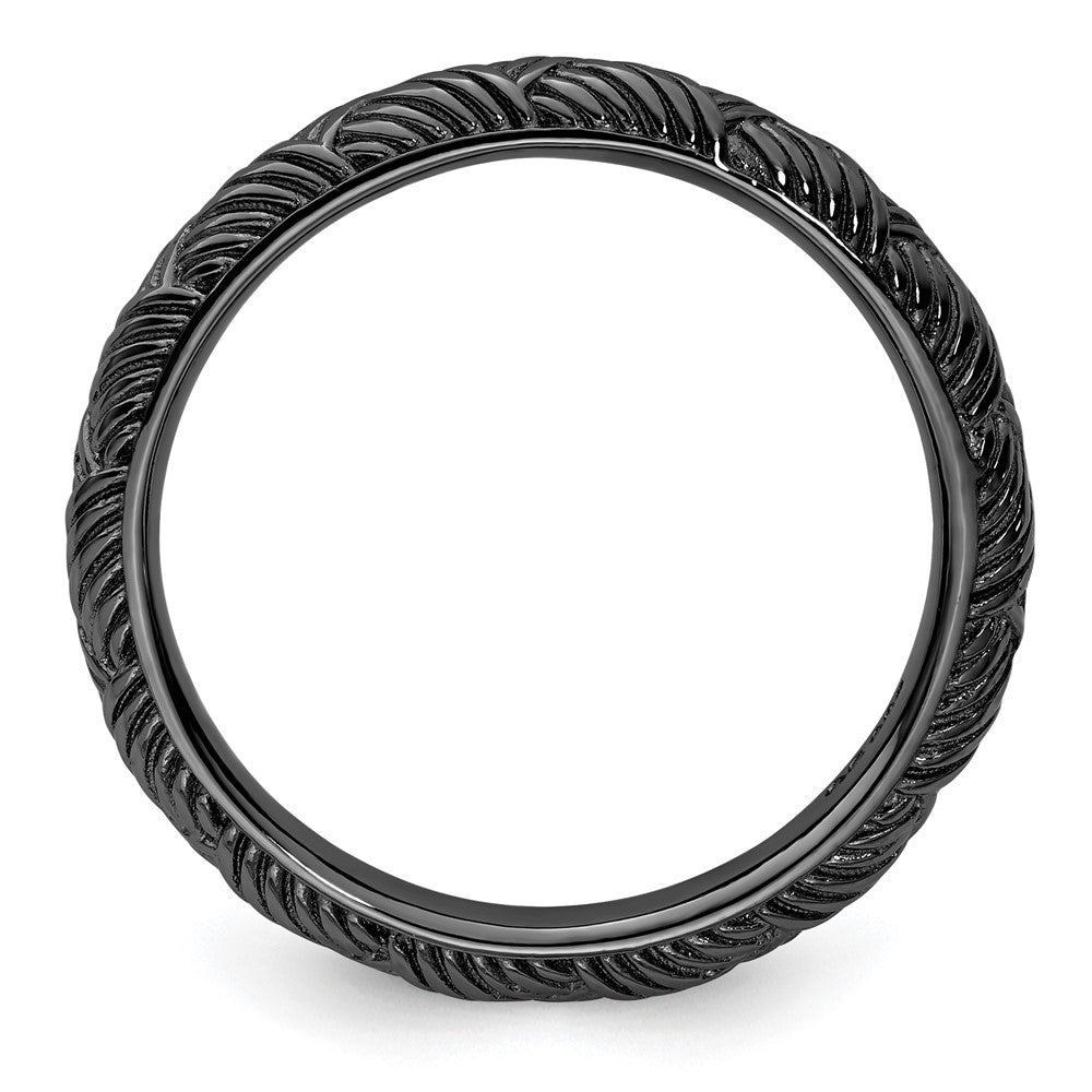 Sterling Silver Stackable Expressions Ruthenium Polished Ring