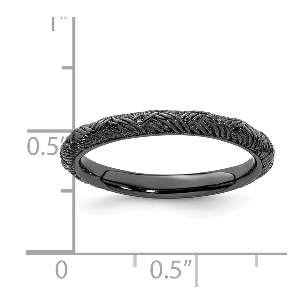 Sterling Silver Stackable Expressions Ruthenium Polished Ring