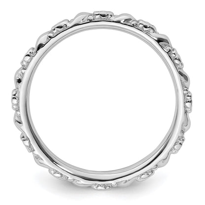 Sterling Silver Stackable Expressions Rhodium-plated Polished Flower Ring