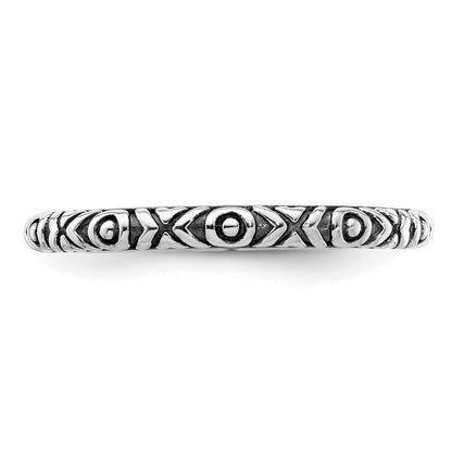 Sterling Silver Stackable Expressions Antiqued Polished Ring