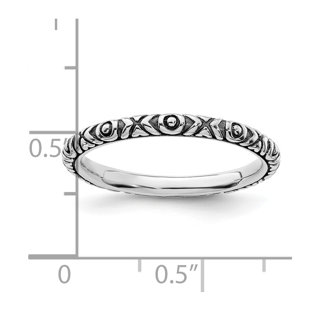 Sterling Silver Stackable Expressions Antiqued Polished Ring