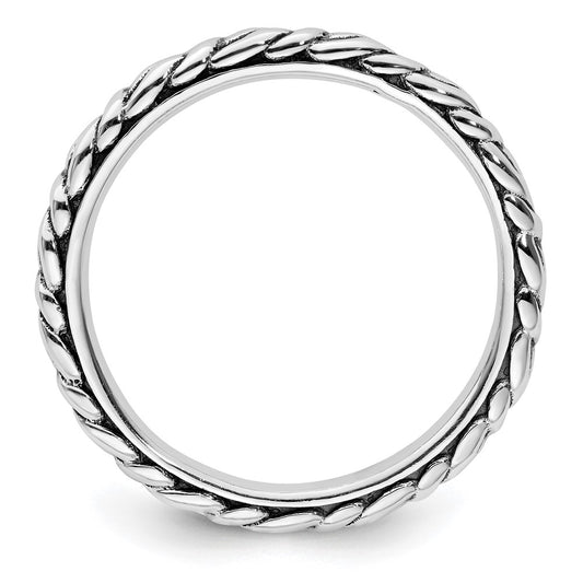 Sterling Silver Stackable Expressions Antiqued Patterned Ring